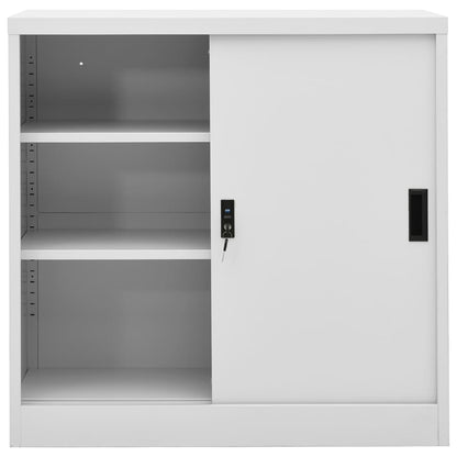 Kantoorkast Met Schuifdeuren 90X40X90 Cm Staal Lichtgrijs Zonder plantenbak