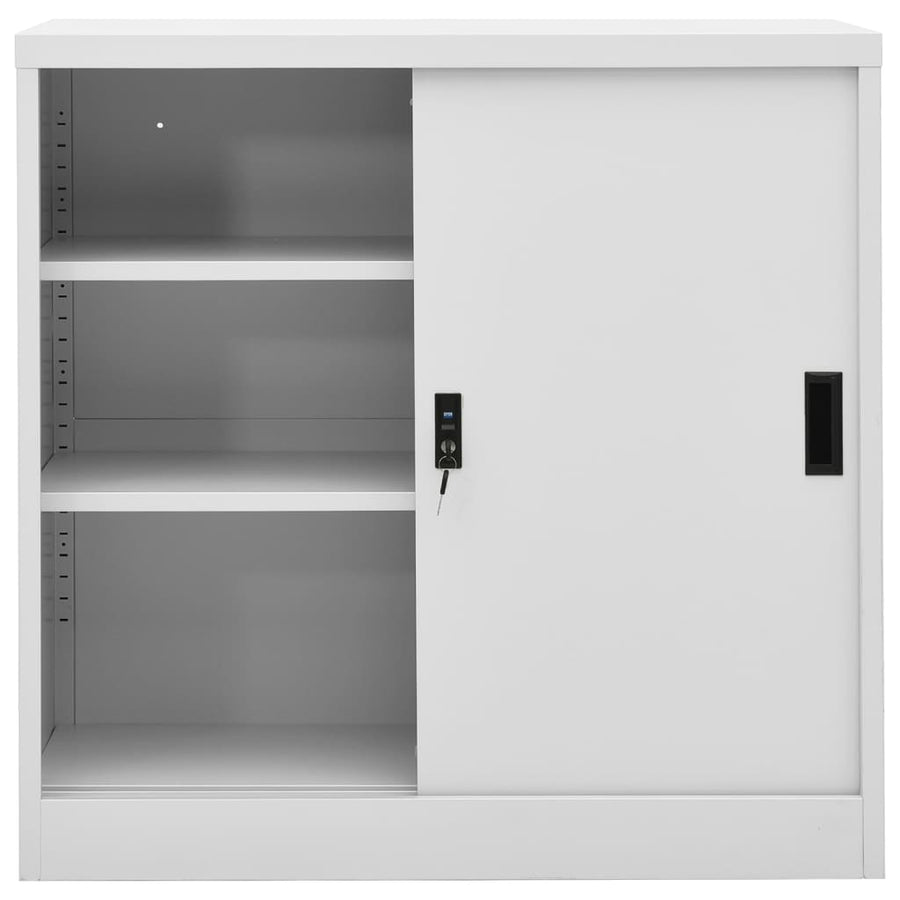 Kantoorkast Met Schuifdeuren 90X40X90 Cm Staal Lichtgrijs Zonder plantenbak