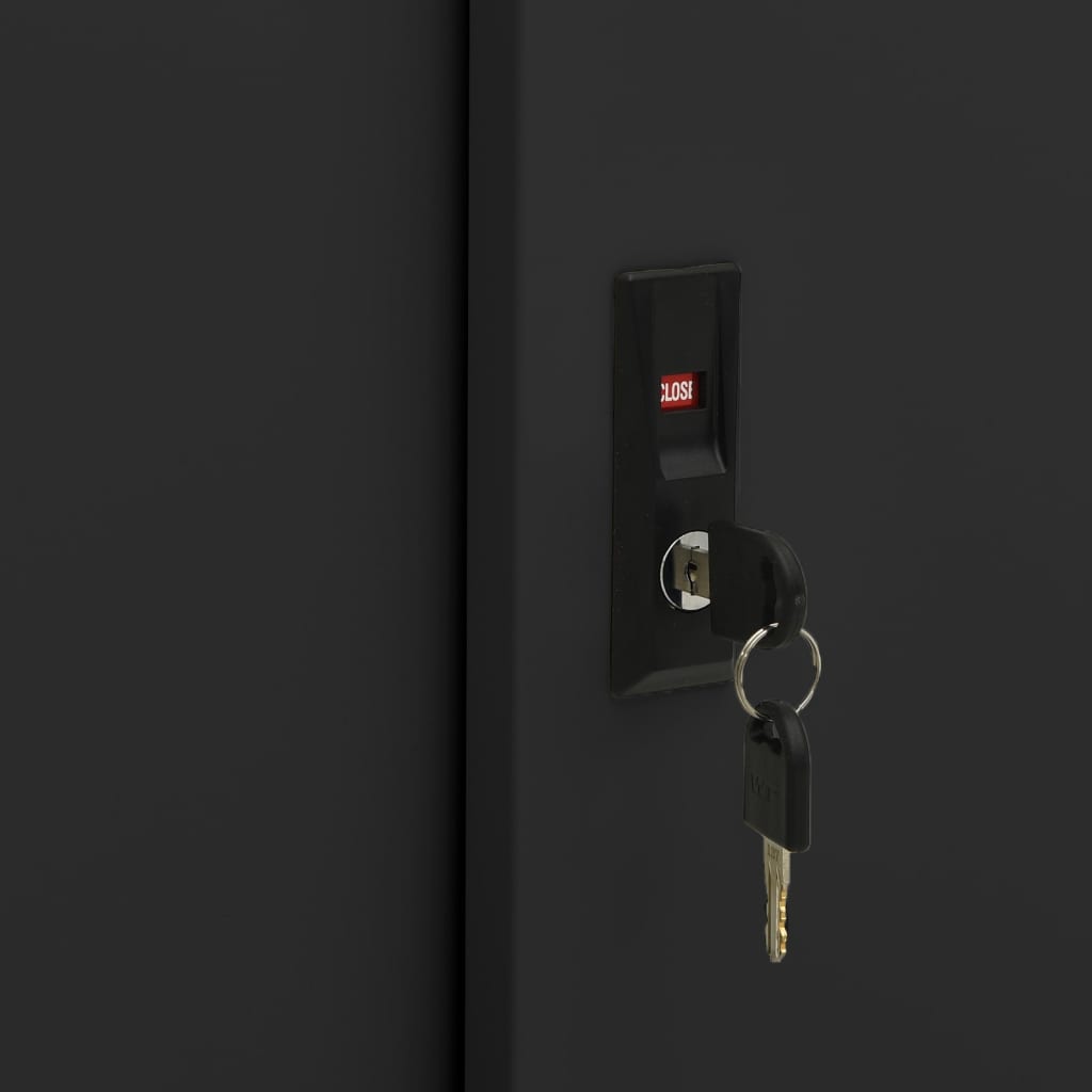 Kantoorkast Met Schuifdeuren 90X40X90 Cm Staal Zwart Zonder plantenbak