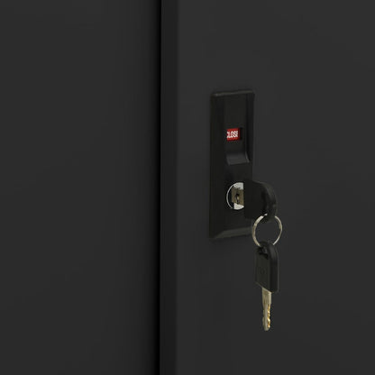 Kantoorkast Met Schuifdeuren 90X40X90 Cm Staal Zwart Zonder plantenbak