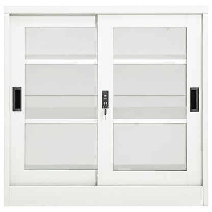 Roldeurkast 90X40X90 Cm Staal Wit Zonder plantenbak