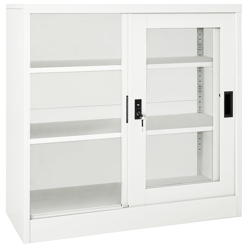 Roldeurkast 90X40X90 Cm Staal Wit Zonder plantenbak