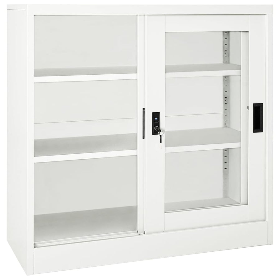 Roldeurkast 90X40X90 Cm Staal Wit Zonder plantenbak