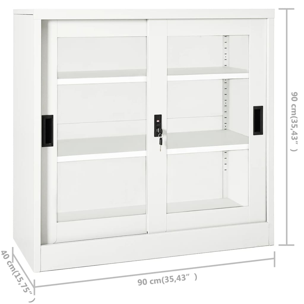 Roldeurkast 90X40X90 Cm Staal Wit Zonder plantenbak