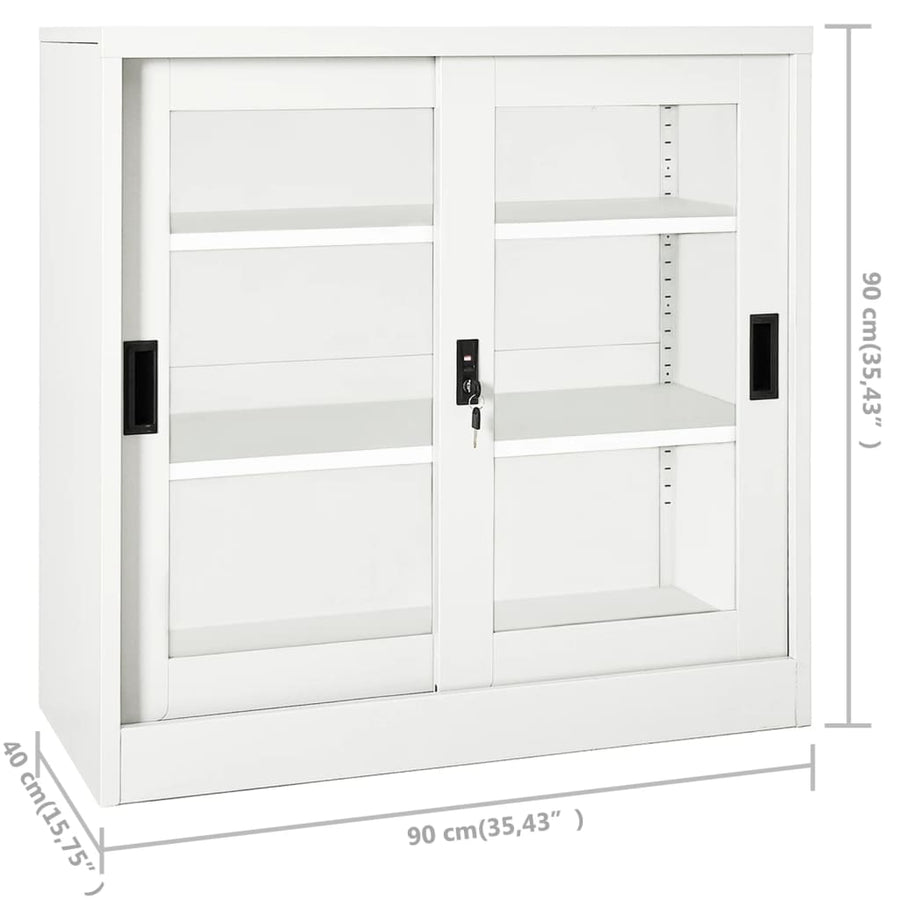 Roldeurkast 90X40X90 Cm Staal Wit Zonder plantenbak