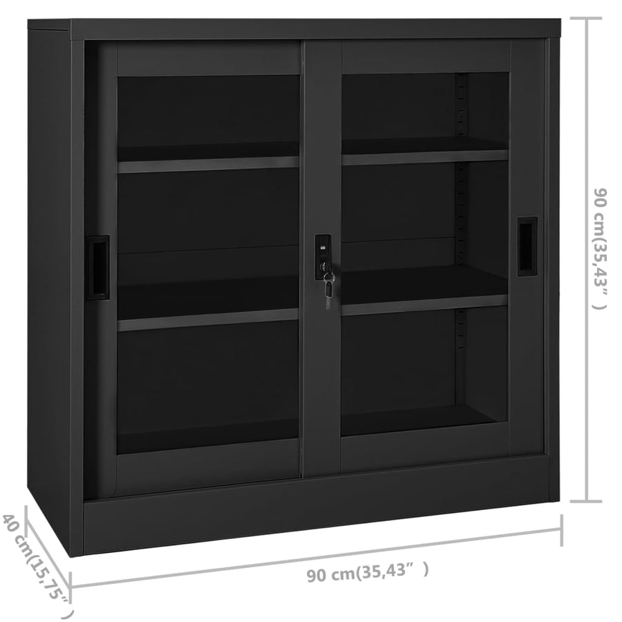 Roldeurkast 90X40X90 Cm Staal Kleurig Antraciet Zonder plantenbak