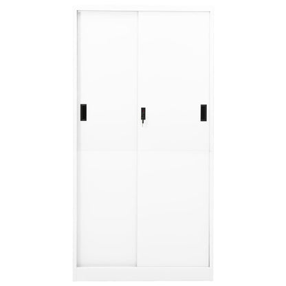 Kantoorkast Met Schuifdeuren 90X40X80 Cm Staal Wit