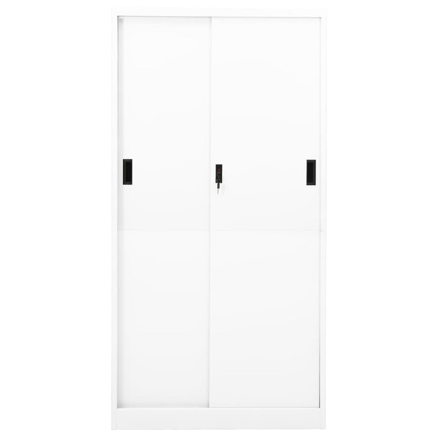 Kantoorkast Met Schuifdeuren 90X40X80 Cm Staal Wit