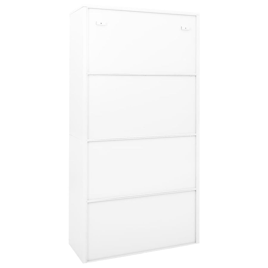 Kantoorkast Met Schuifdeuren 90X40X80 Cm Staal Wit