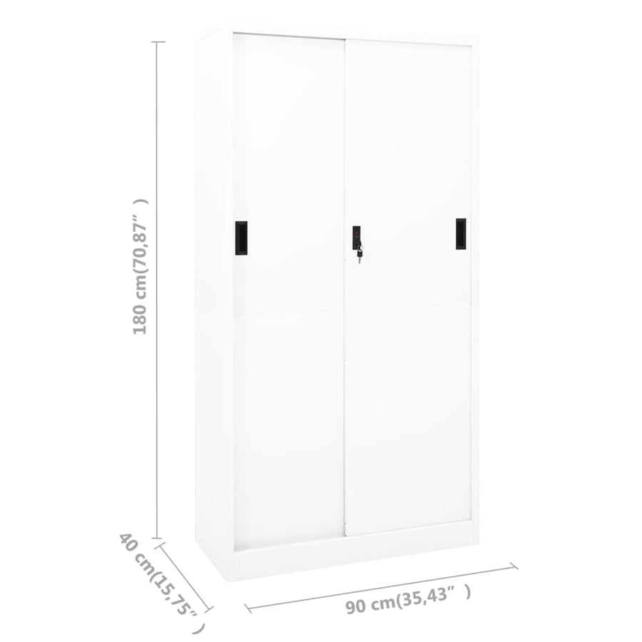 Kantoorkast Met Schuifdeuren 90X40X80 Cm Staal Wit