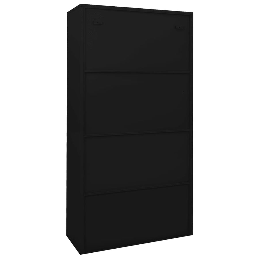 Kantoorkast Met Schuifdeuren 90X40X80 Cm Staal Zwart