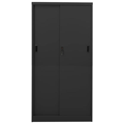 Kantoorkast Met Schuifdeuren 90X40X80 Cm Staal Kleur Antraciet