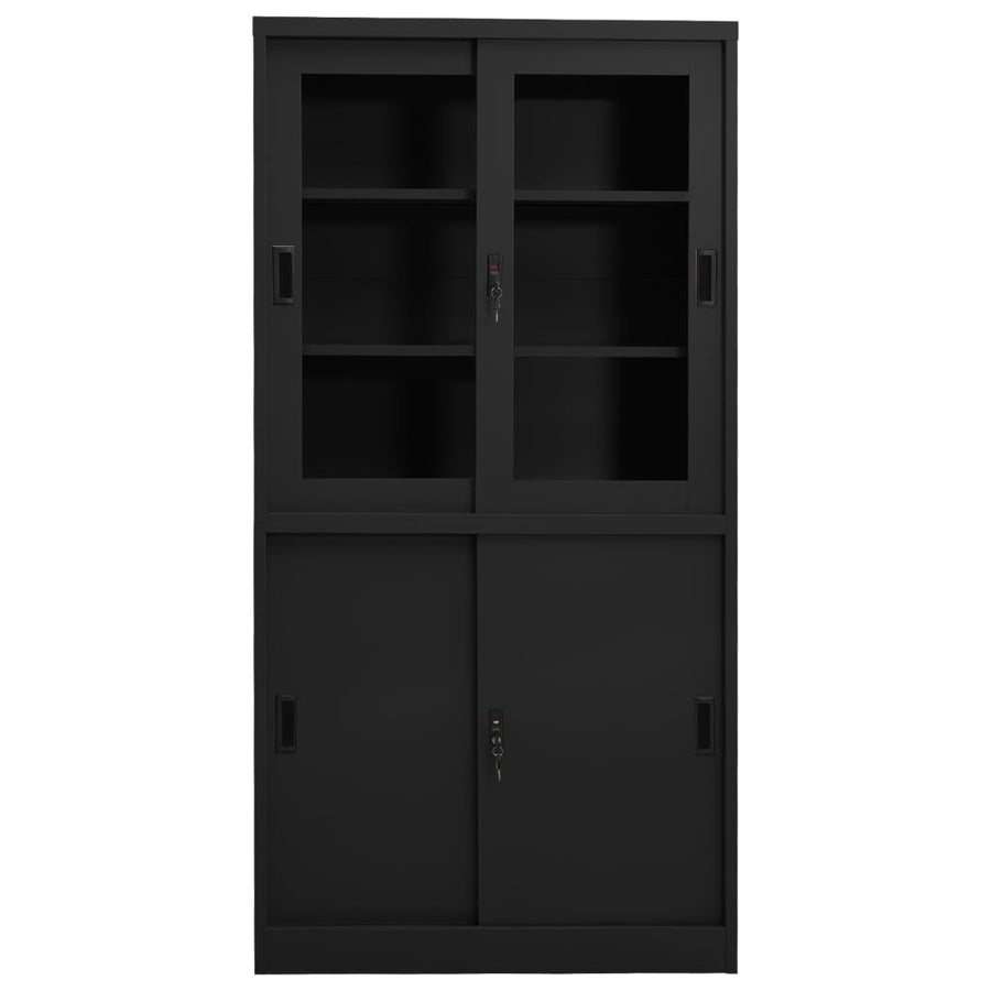 Kantoorkast Met Schuifdeuren 90X40X80 Cm Staal Kleur Antraciet