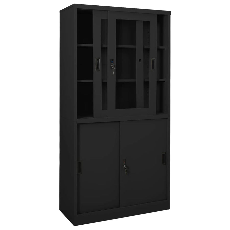 Kantoorkast Met Schuifdeuren 90X40X80 Cm Staal Kleur Antraciet