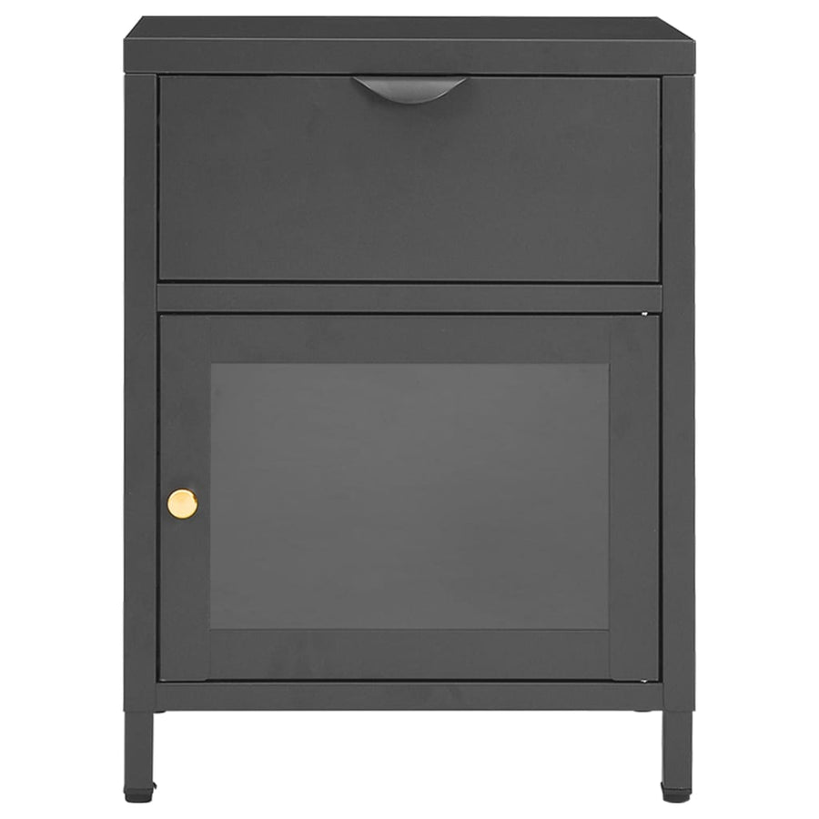 Nachtkastje 40X30X54,5 Cm Staal En Glas Kleurig 1 Antraciet