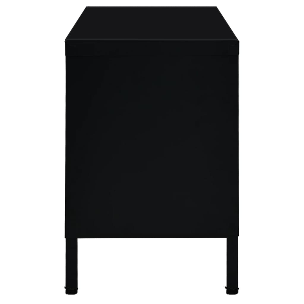 Tv-Meubel 90X30X44 Cm Staal En Glas Zwart