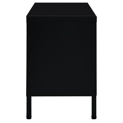 Tv-Meubel 90X30X44 Cm Staal En Glas Zwart