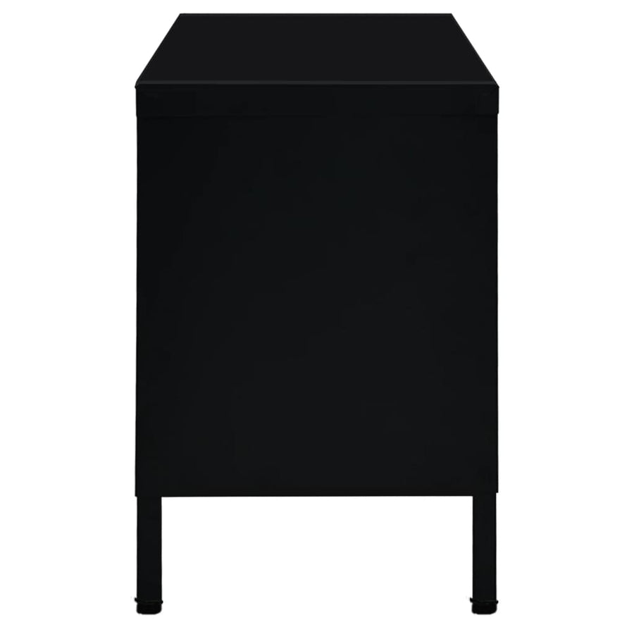 Tv-Meubel 90X30X44 Cm Staal En Glas Zwart