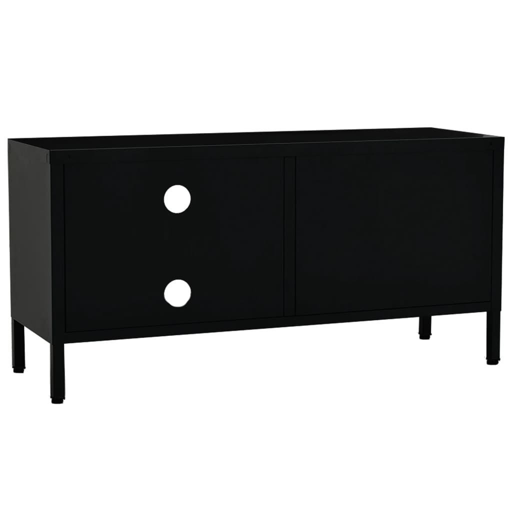 Tv-Meubel 90X30X44 Cm Staal En Glas Zwart