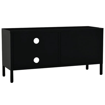 Tv-Meubel 90X30X44 Cm Staal En Glas Zwart