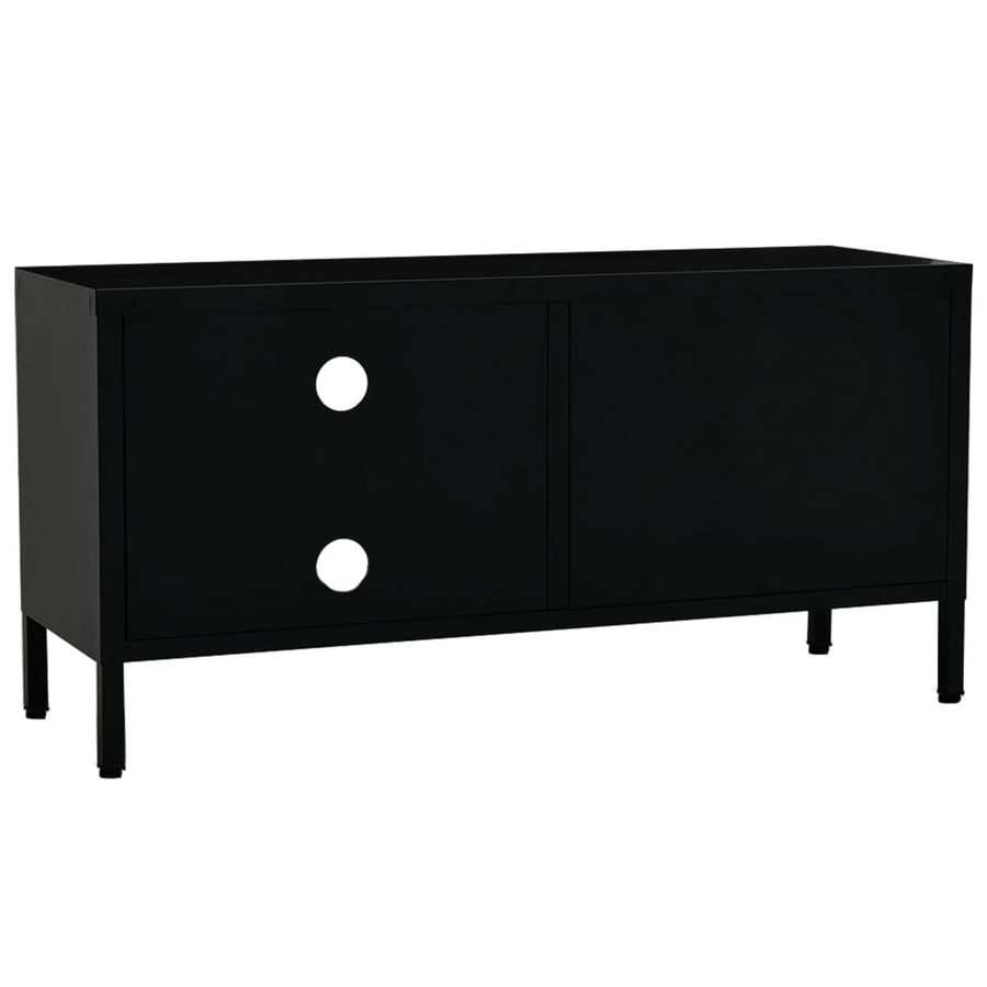 Tv-Meubel 90X30X44 Cm Staal En Glas Zwart
