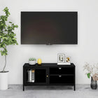 TV Cabinet 90X30X44 Cm Steel And Glass Black