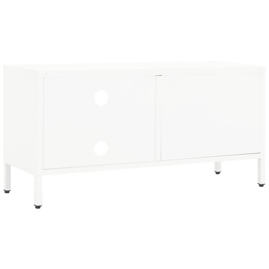 Tv-Meubel 90X30X44 Cm Staal En Glas Wit