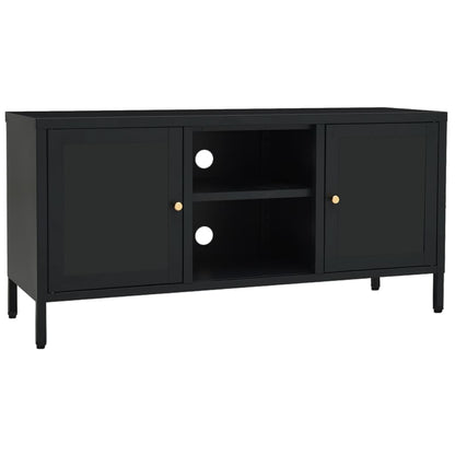 Tv-Meubel 105X35X52 Cm Staal En Glas Zwart