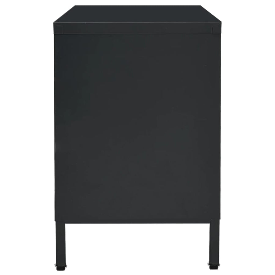 Tv-Meubel 105X35X52 Cm Staal En Glas Zwart