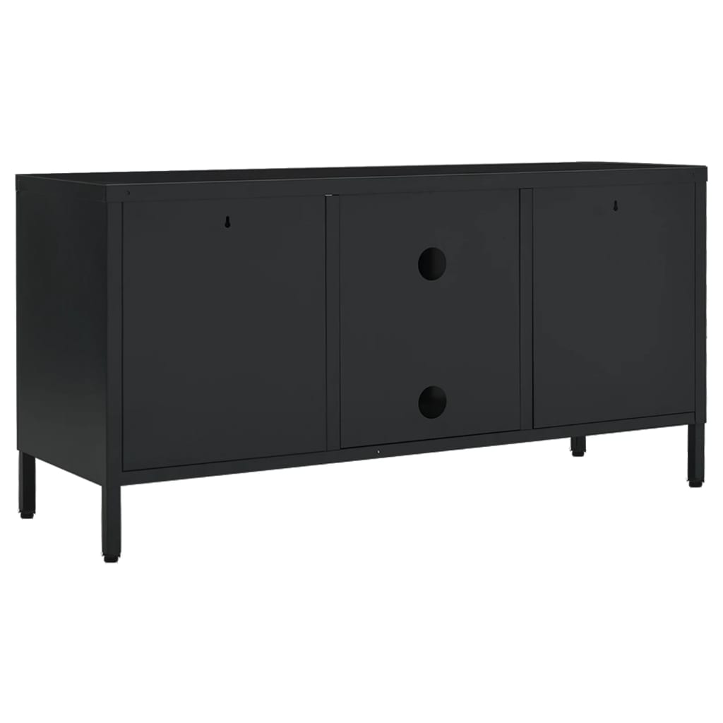 Tv-Meubel 105X35X52 Cm Staal En Glas Zwart