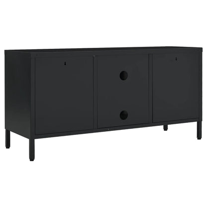 Tv-Meubel 105X35X52 Cm Staal En Glas Zwart