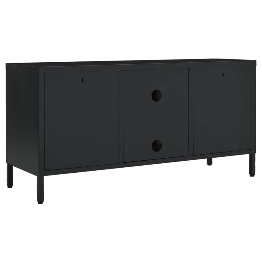 Tv-Meubel 105X35X52 Cm Staal En Glas Zwart