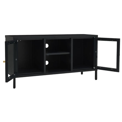 Tv-Meubel 105X35X52 Cm Staal En Glas Zwart