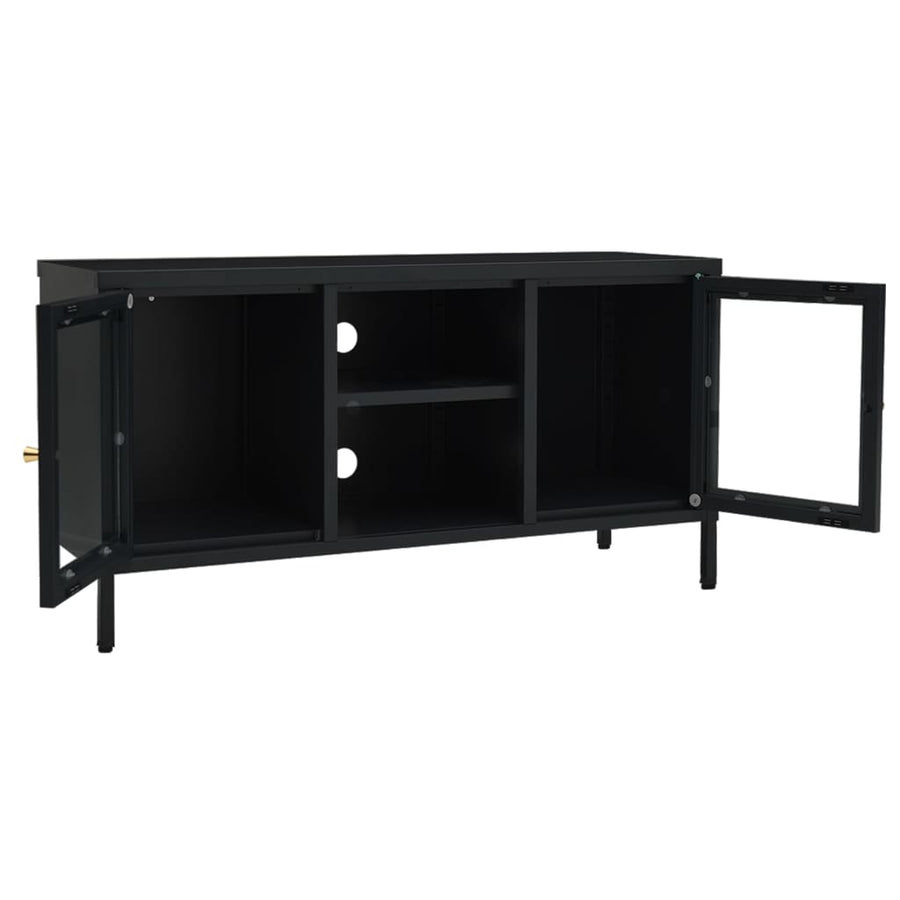 Tv-Meubel 105X35X52 Cm Staal En Glas Zwart