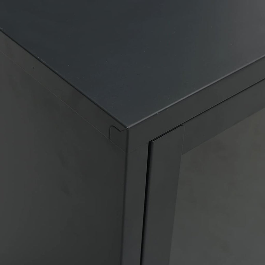 Tv-Meubel 105X35X52 Cm Staal En Glas Zwart