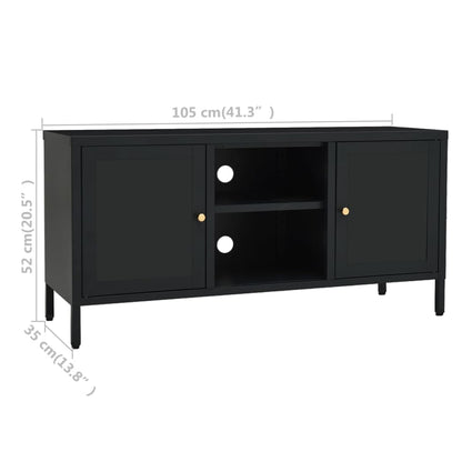 Tv-Meubel 105X35X52 Cm Staal En Glas Zwart
