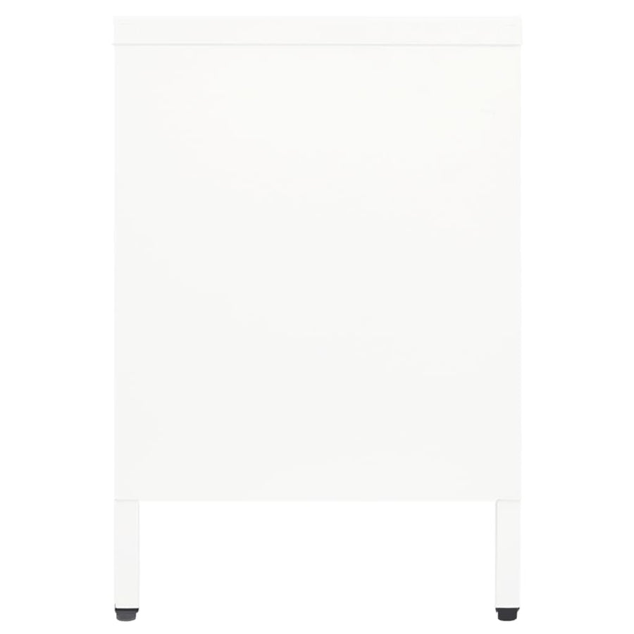 Tv-Meubel 05X35X52 Cm Staal En Glas Wit