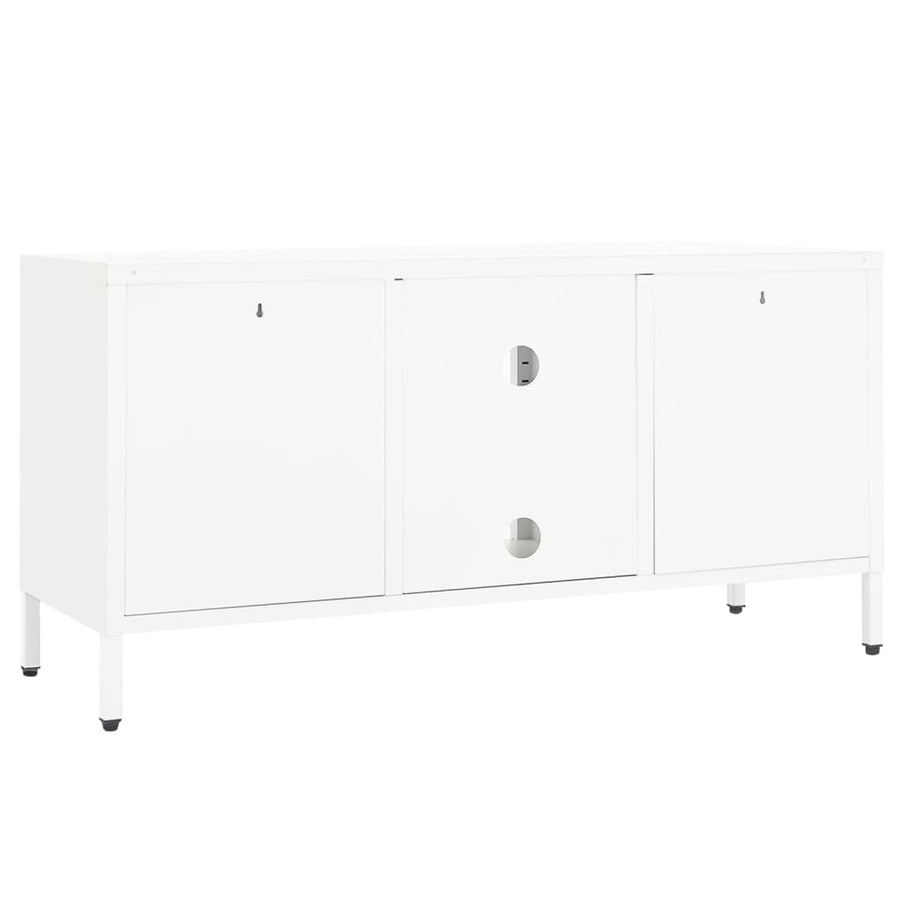 Tv-Meubel 05X35X52 Cm Staal En Glas Wit