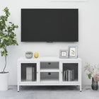 TV cabinet 105x35x52 cm steel and glass white