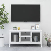 Tv-meubel 105x35x52 cm staal glas wit