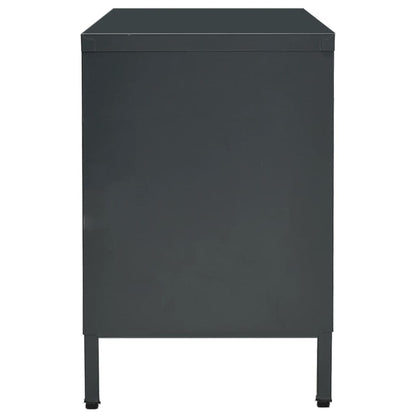 Tv-Meubel 05X35X52 Cm Staal En Glas Kleurig Antraciet