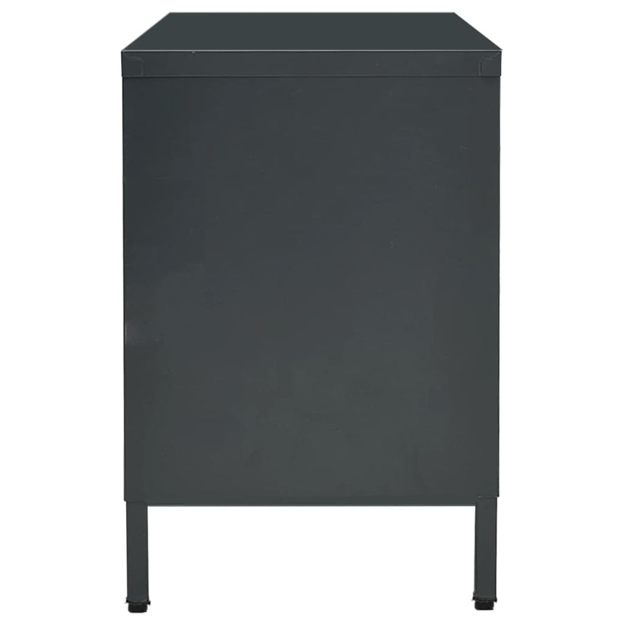 Tv-Meubel 05X35X52 Cm Staal En Glas Kleurig Antraciet