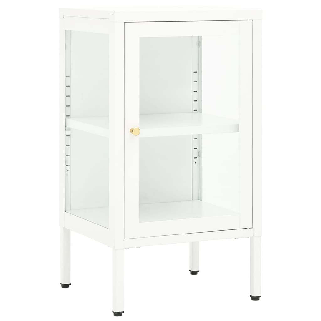 Dressoir 38X35X70 Cm Metaal En Glas Wit