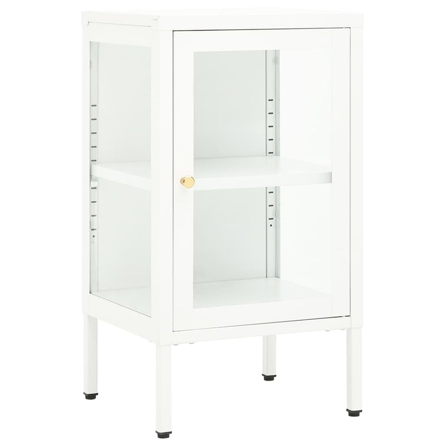 Dressoir 38X35X70 Cm Metaal En Glas Wit