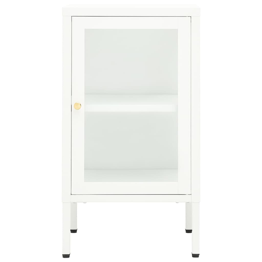 Dressoir 38X35X70 Cm Metaal En Glas Wit