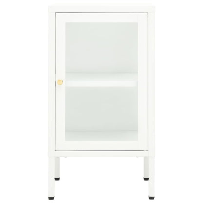 Dressoir 38X35X70 Cm Metaal En Glas Wit