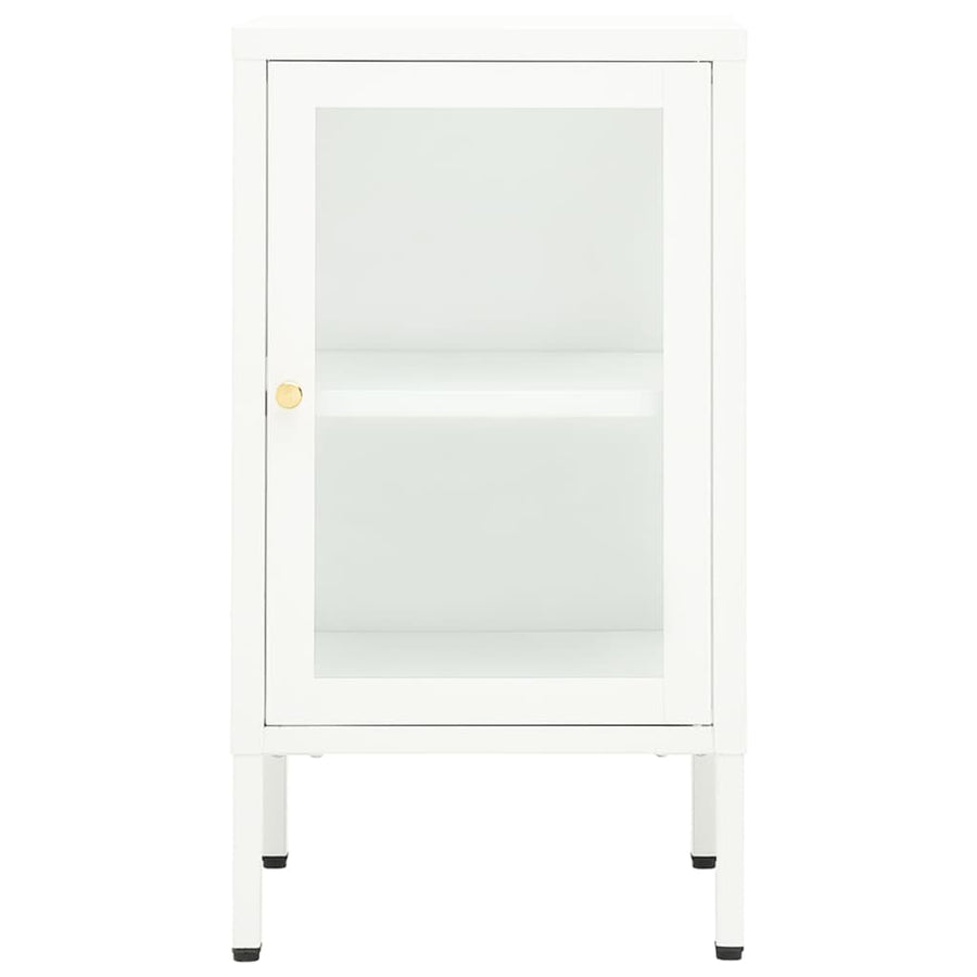 Dressoir 38X35X70 Cm Metaal En Glas Wit