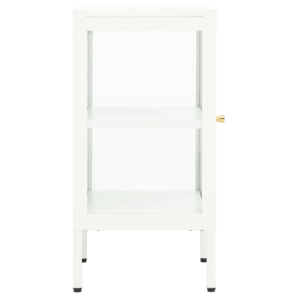 Dressoir 38X35X70 Cm Metaal En Glas Wit