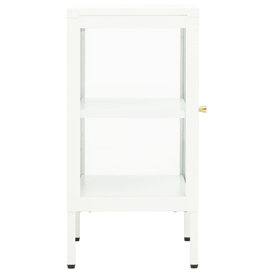 Dressoir 38X35X70 Cm Metaal En Glas Wit