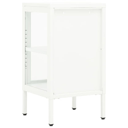 Dressoir 38X35X70 Cm Metaal En Glas Wit